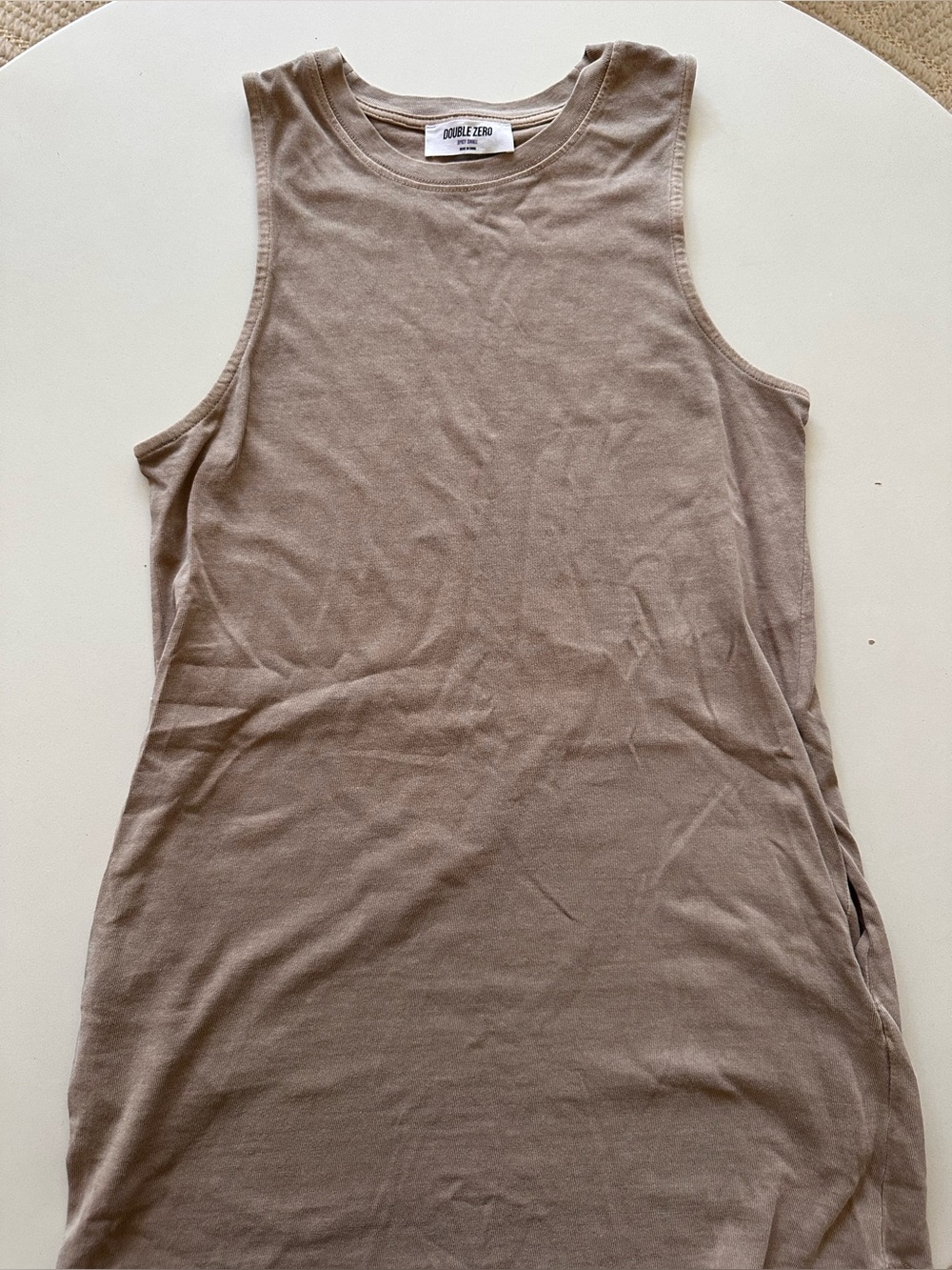 Double Zero Sleeveless Tank Dress in Taupe Brown